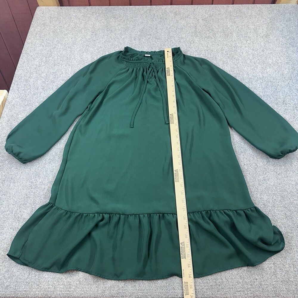 OLD NAVY EMERALD GREEN SMOCKED SLEEVE DRESS Size medium Lightweight - Picture 5 of 11